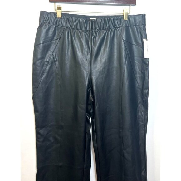 Anthropologie Pilcro Glasgow Faux Leather Skinny Pants Black Pull-On Size 32 NWT - Picture 7 of 14